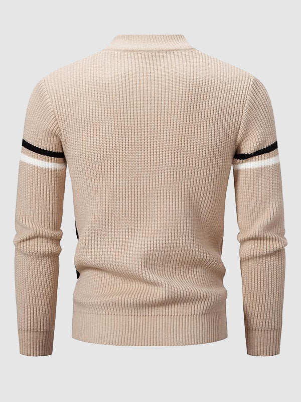 Heren ColorBlock Stand Collar Crew Neck Sweater 