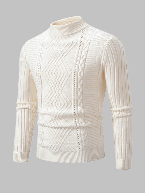 Heren Geometrische Twist Slim Stand Collar Trui