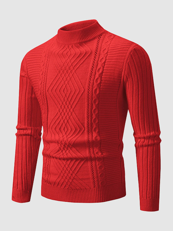 Heren Geometrische Twist Slim Stand Collar Trui