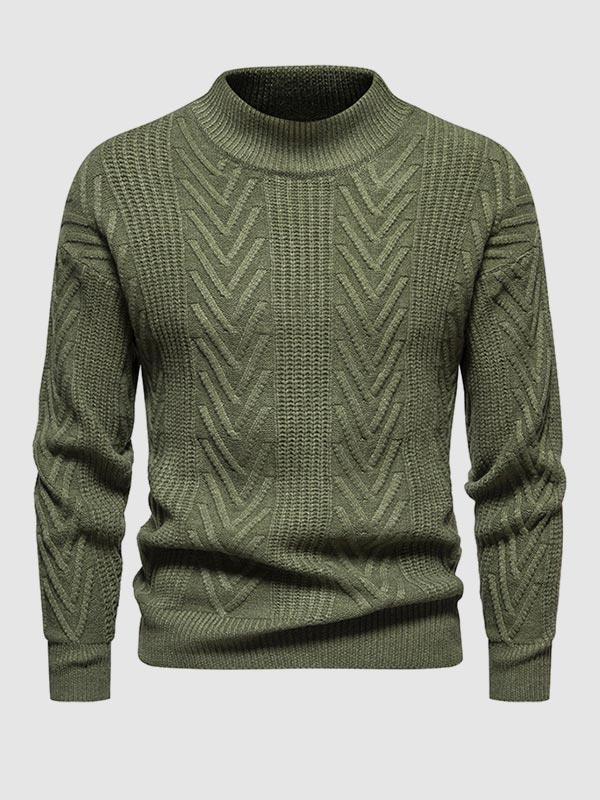 Effen half coltrui voor heren, casual jacquard