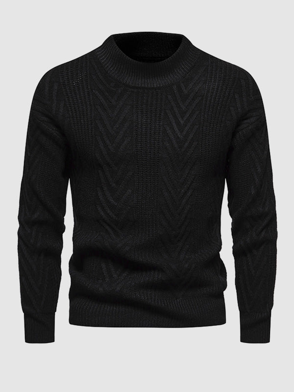 Effen half coltrui voor heren, casual jacquard