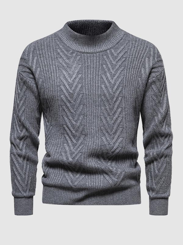 Effen half coltrui voor heren, casual jacquard
