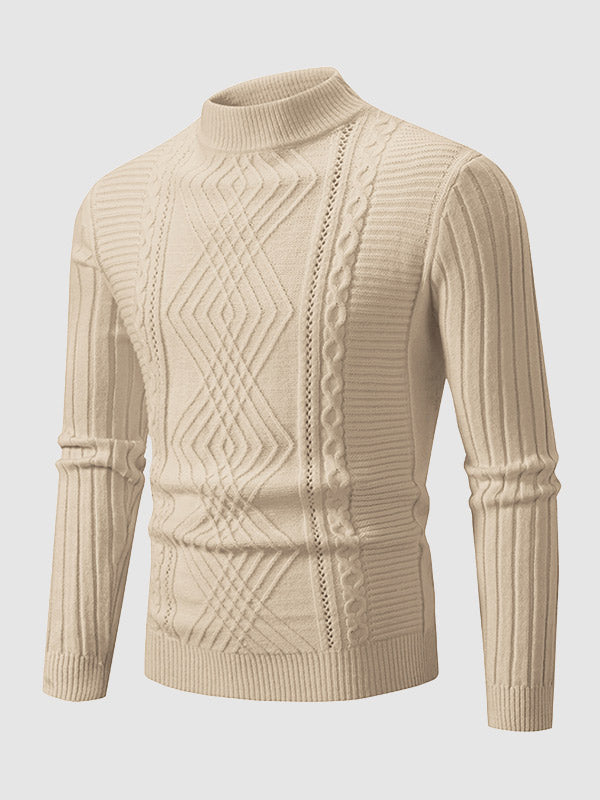 Heren Geometrische Twist Slim Stand Collar Trui