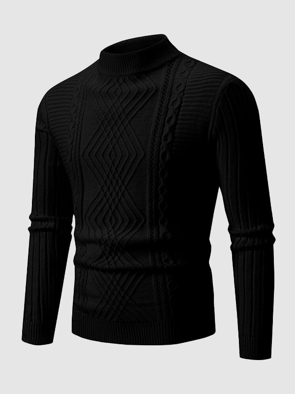 Heren Geometrische Twist Slim Stand Collar Trui