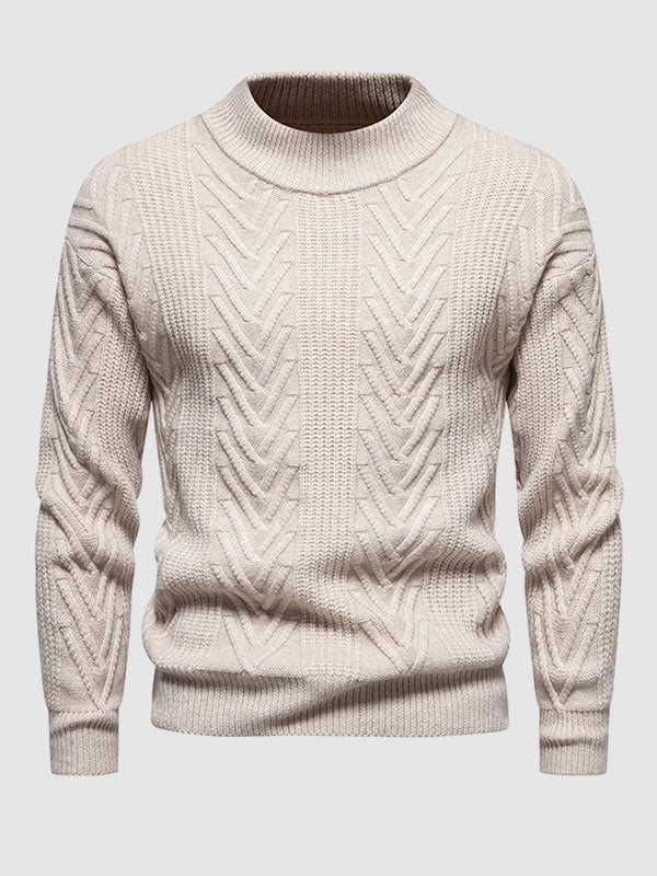 Effen half coltrui voor heren, casual jacquard