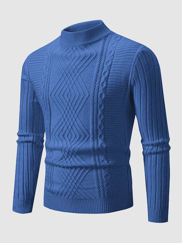 Heren Geometrische Twist Slim Stand Collar Trui
