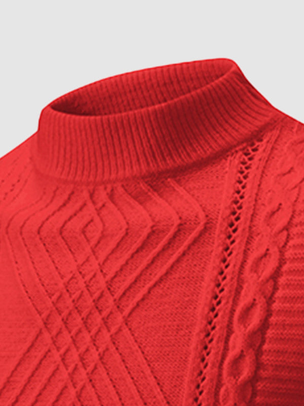 Heren Geometrische Twist Slim Stand Collar Trui