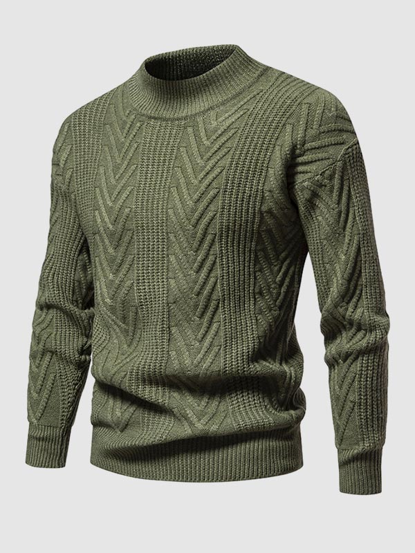 Effen half coltrui voor heren, casual jacquard
