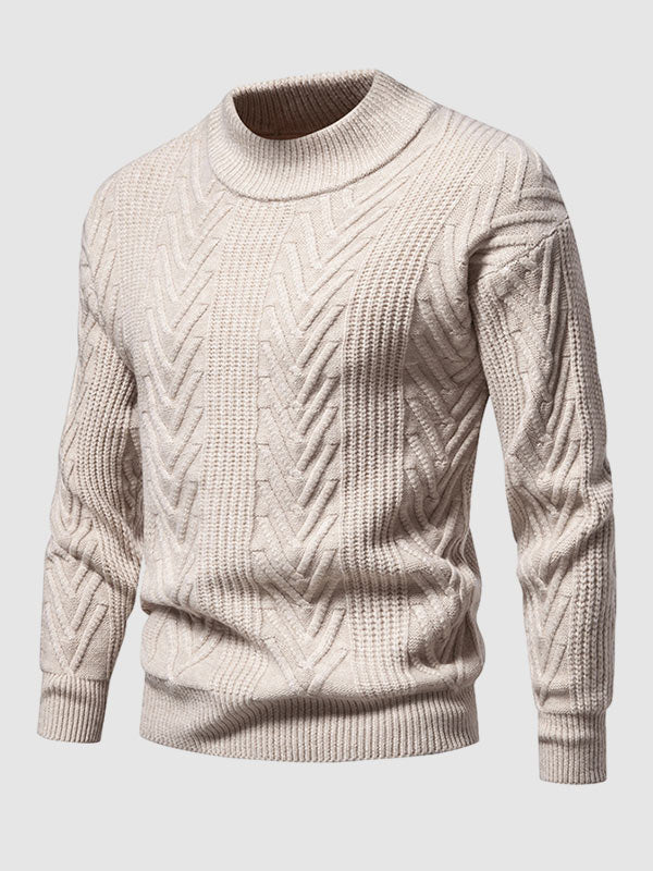 Effen half coltrui voor heren, casual jacquard
