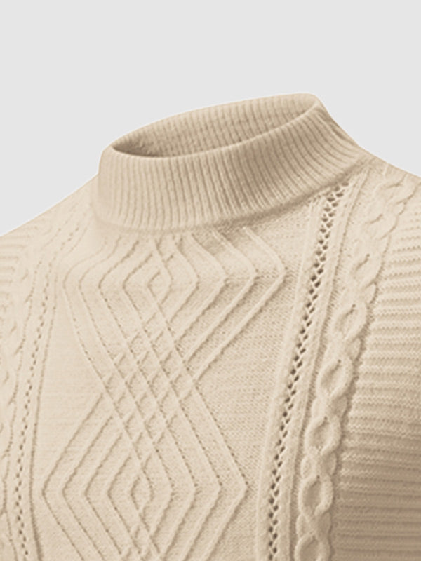 Heren Geometrische Twist Slim Stand Collar Trui