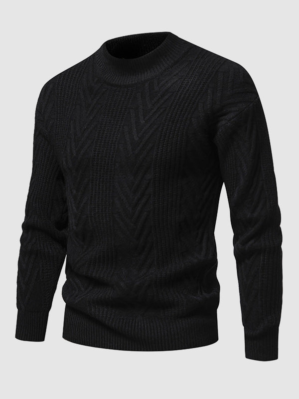 Effen half coltrui voor heren, casual jacquard