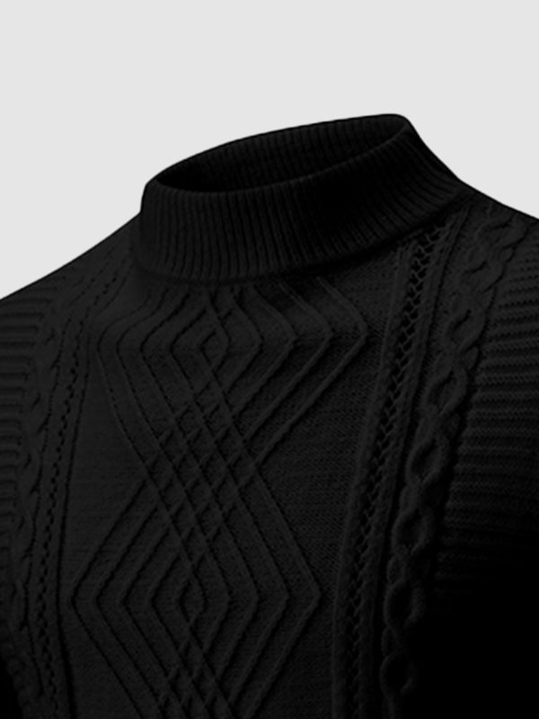 Heren Geometrische Twist Slim Stand Collar Trui