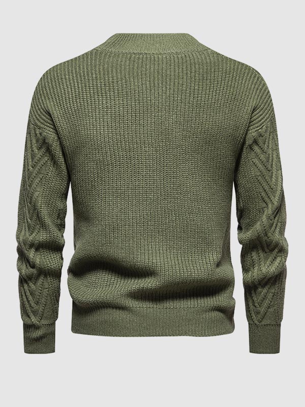 Effen half coltrui voor heren, casual jacquard