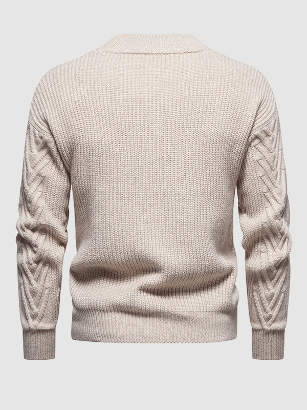 Effen half coltrui voor heren, casual jacquard