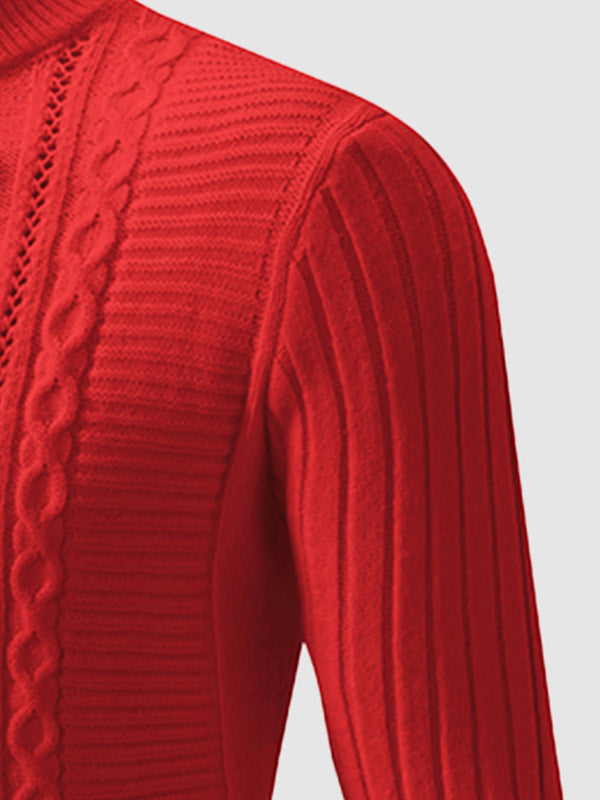 Heren Geometrische Twist Slim Stand Collar Trui