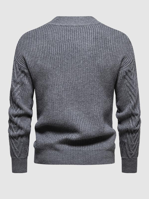 Effen half coltrui voor heren, casual jacquard