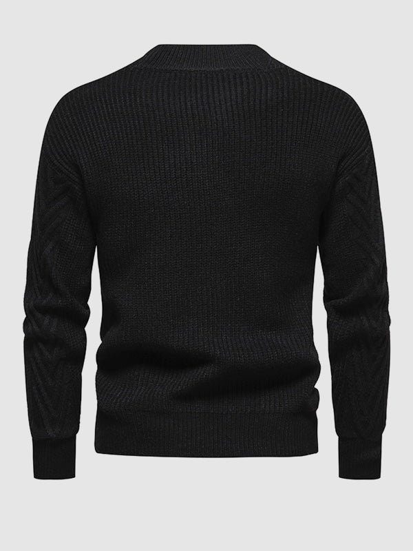 Effen half coltrui voor heren, casual jacquard
