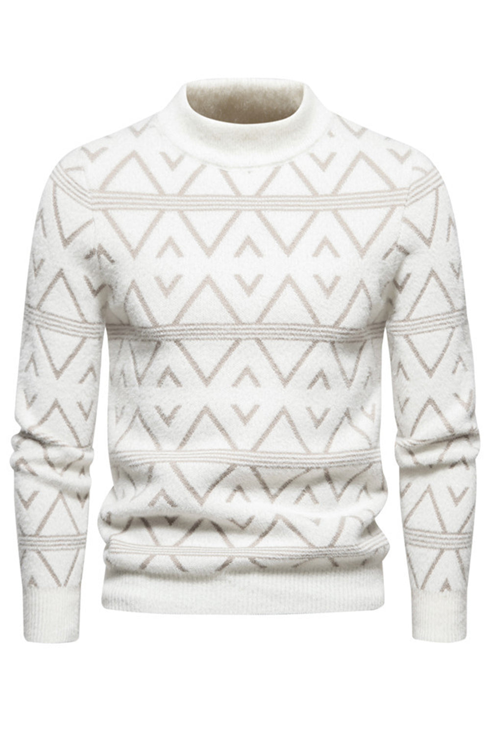 Witte heren trui met ronde hals en dubbele print