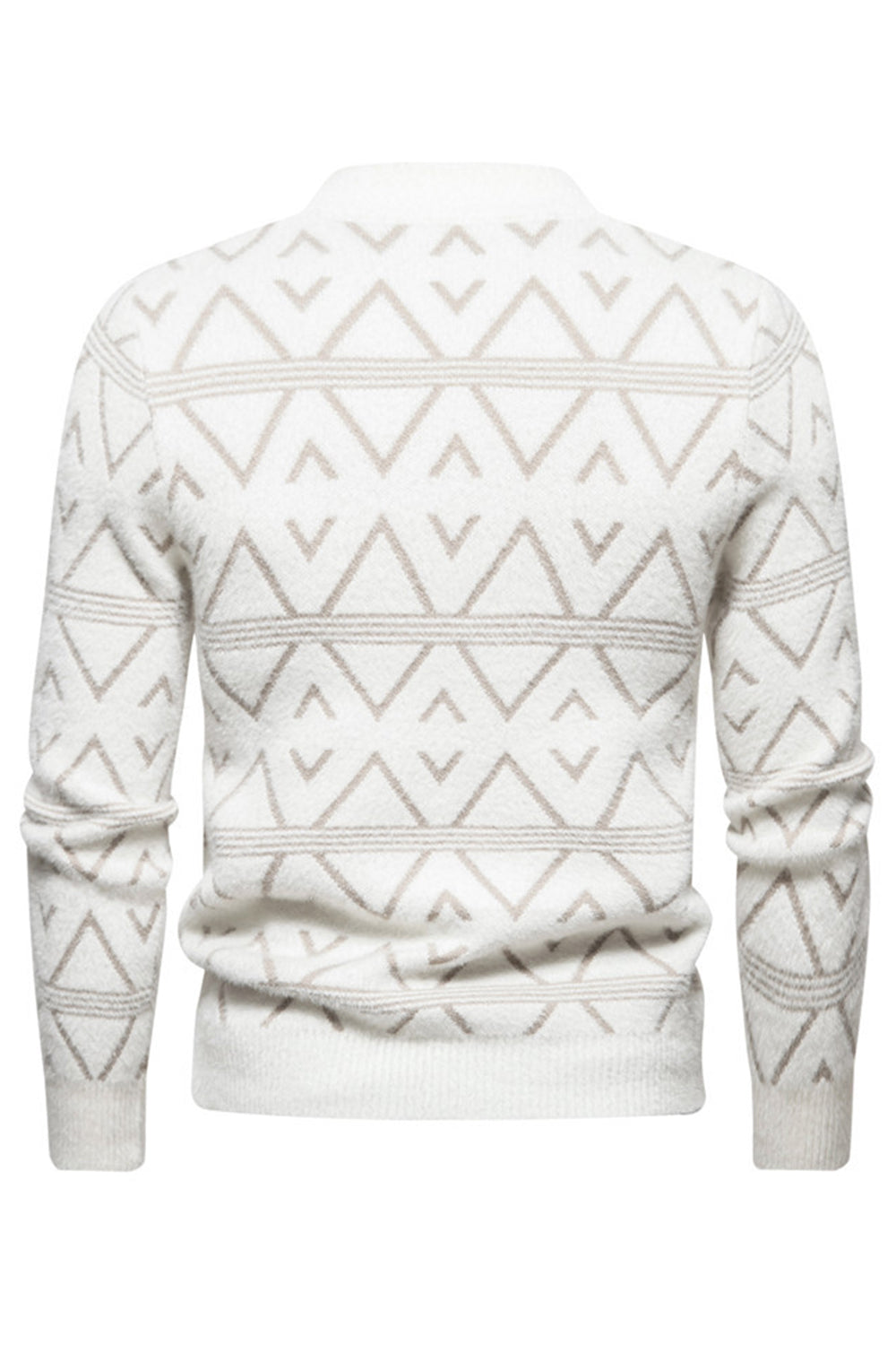 Witte heren trui met ronde hals en dubbele print
