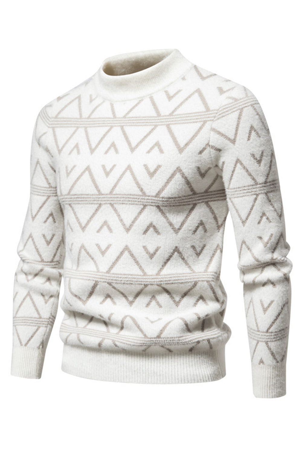 Witte heren trui met ronde hals en dubbele print