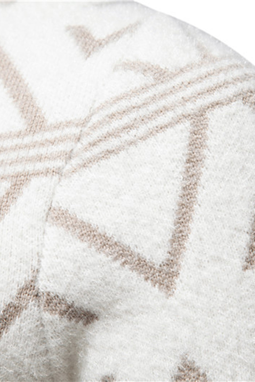Witte heren trui met ronde hals en dubbele print