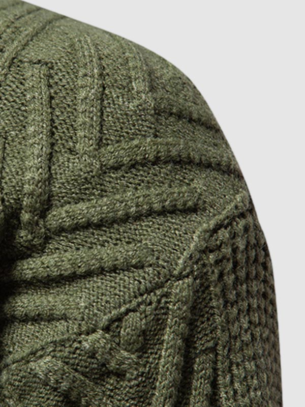Effen half coltrui voor heren, casual jacquard