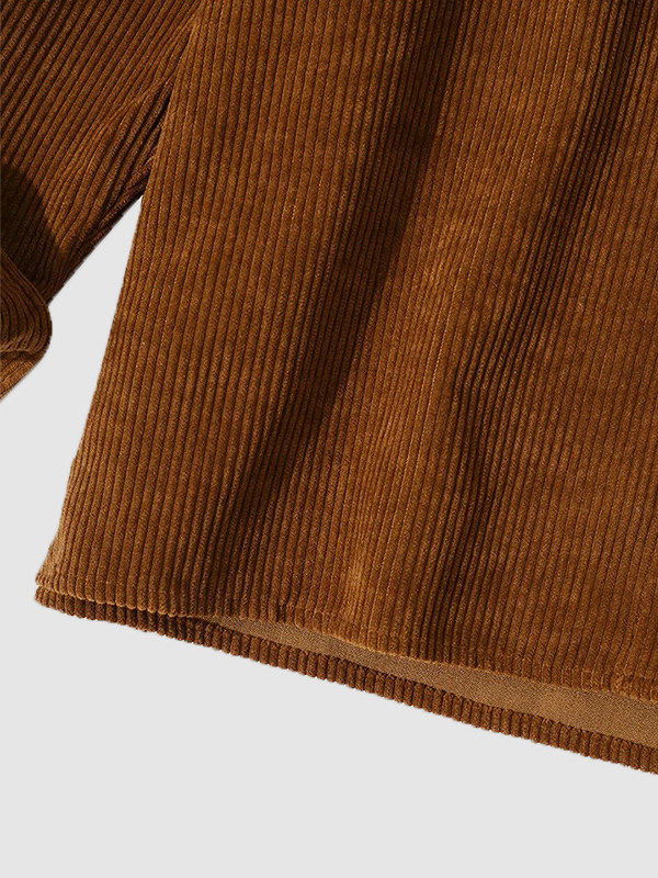 Corduroy Lapel Long Sleeve Shirt - Wearline