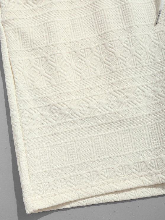 Geometric Vintage Jacquard Lounge Shorts-Beige - Wearline