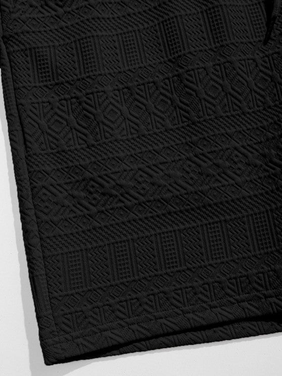 Geometric Vintage Jacquard Lounge Shorts-Black - Wearline