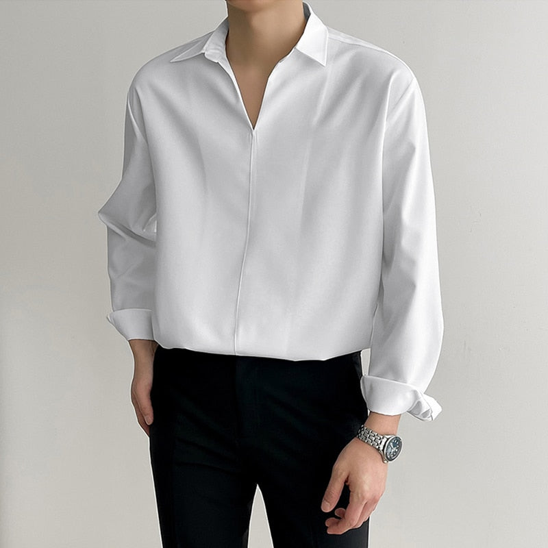 KOREAANSE LOSSE FIT SHIRT MET LANGE MOUWEN