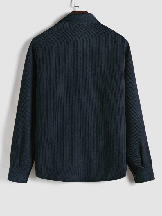 MENS HALF BUTTON CORDUROY LONG SLEEVES SHIRT - Wearline