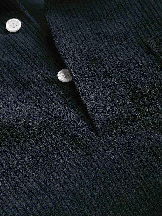 MENS HALF BUTTON CORDUROY LONG SLEEVES SHIRT - Wearline