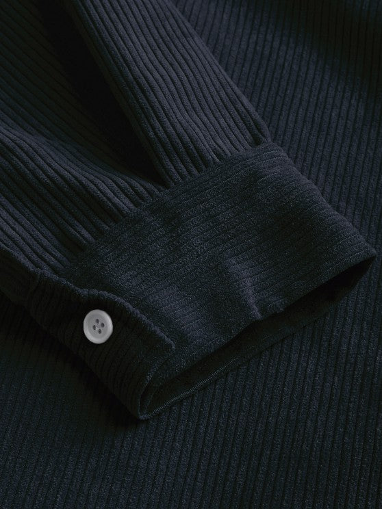 MENS HALF BUTTON CORDUROY LONG SLEEVES SHIRT - Wearline