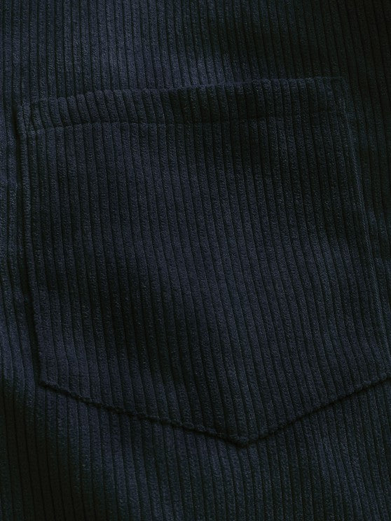 MENS HALF BUTTON CORDUROY LONG SLEEVES SHIRT - Wearline