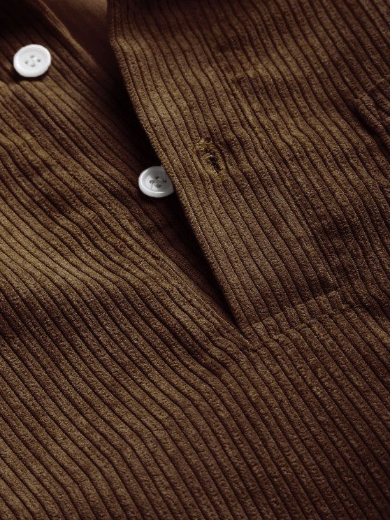 MENS HALF BUTTON CORDUROY LONG SLEEVES SHIRT - Wearline