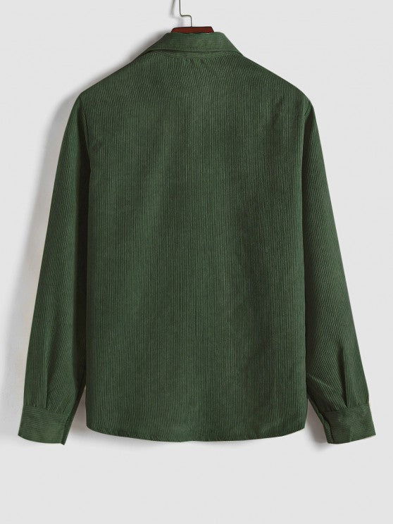 MENS HALF BUTTON CORDUROY LONG SLEEVES SHIRT - Wearline