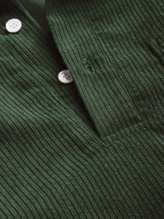 MENS HALF BUTTON CORDUROY LONG SLEEVES SHIRT - Wearline
