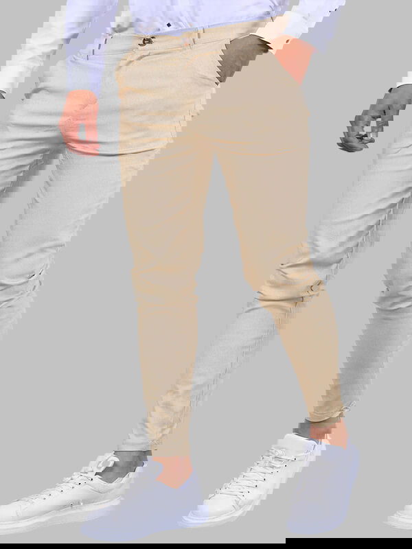 Men's Business Zip Fly Solid Color Flap Detail Slim Fit Pants - Wearline