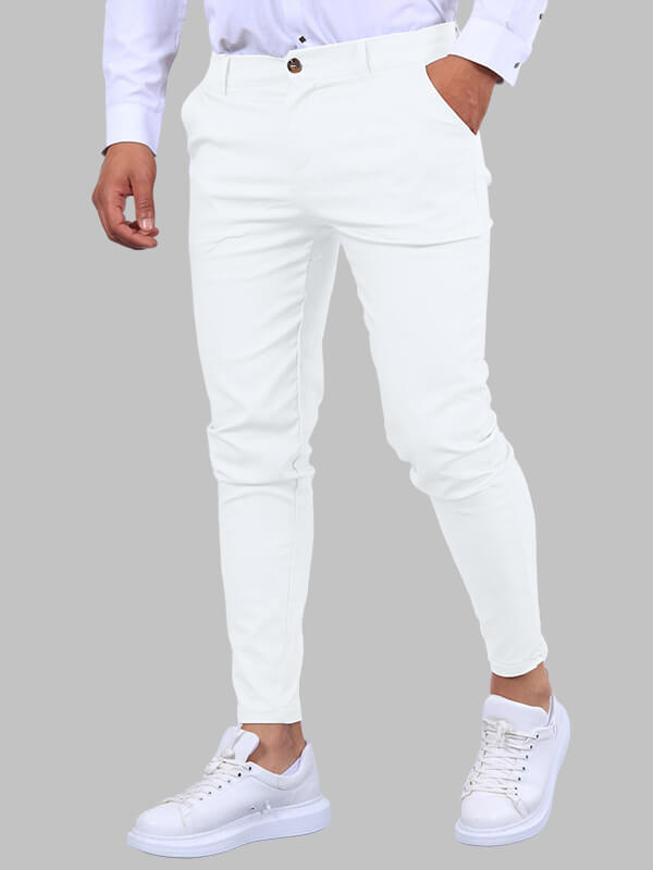 Men's Business Zip Fly Solid Color Flap Detail Slim Fit Pants - Wearline