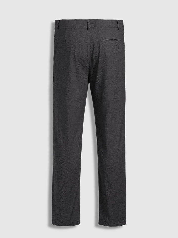 Men's Business Zip Fly Solid Color Flap Detail Slim Fit Pants - Wearline
