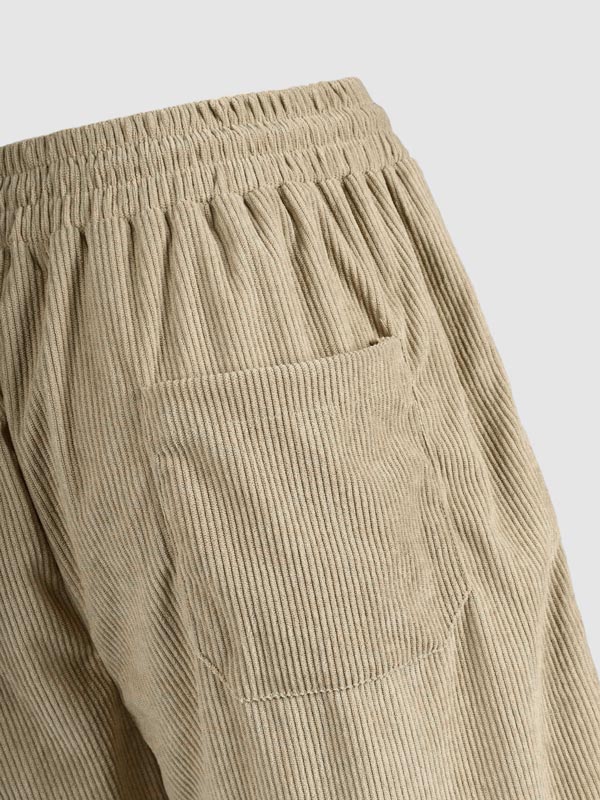 Men's Corduroy Elastic Waist Casual Shorts - Wearline