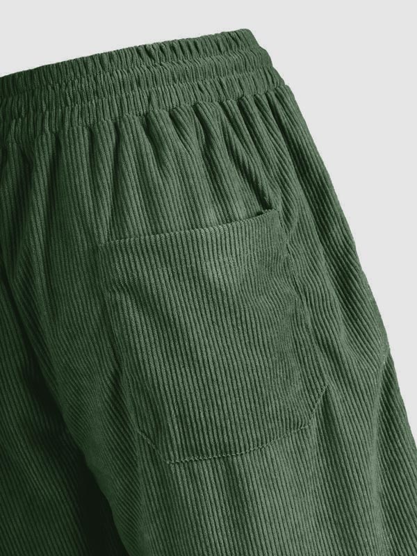 Men's Corduroy Elastic Waist Casual Shorts - Wearline