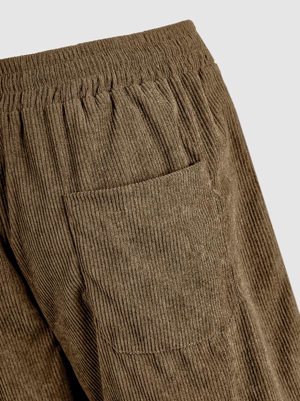 Men's Corduroy Elastic Waist Casual Shorts - Wearline