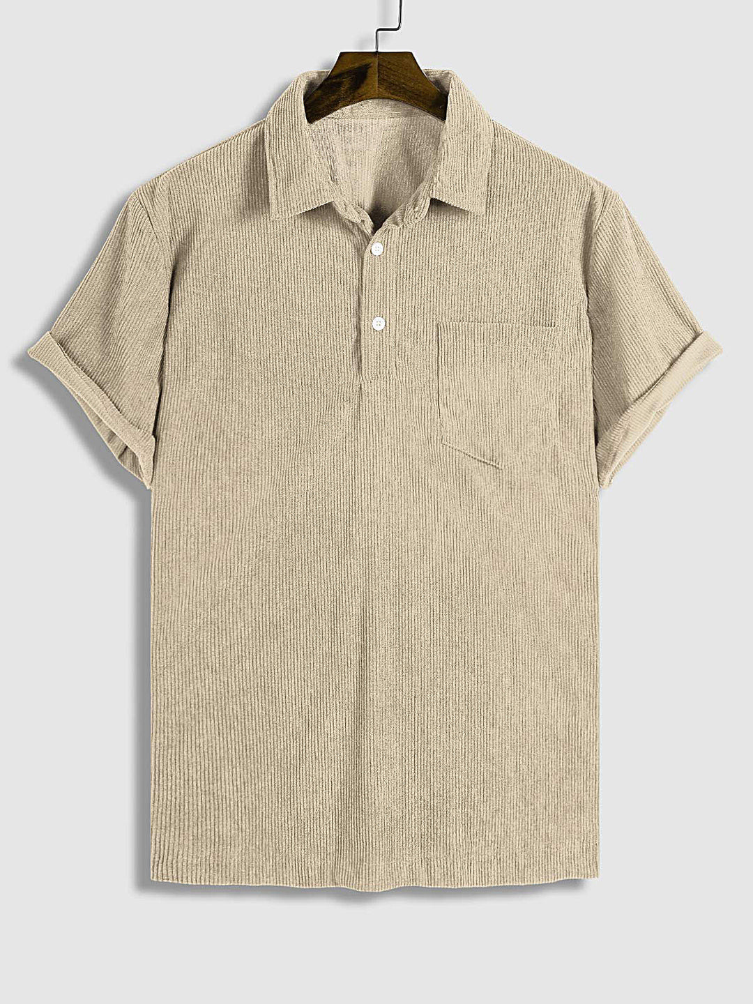 Men's Corduroy Half Button Short Sleeve POLO - Wearline