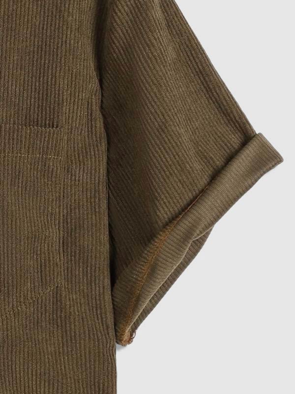 Men's Corduroy Half Button Short Sleeve POLO - Wearline
