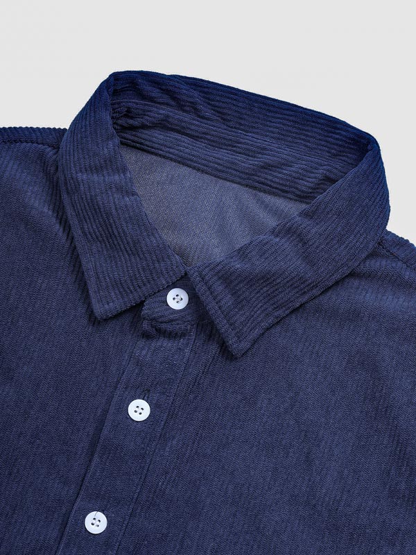 Men's Corduroy Half Button Short Sleeve POLO - Wearline