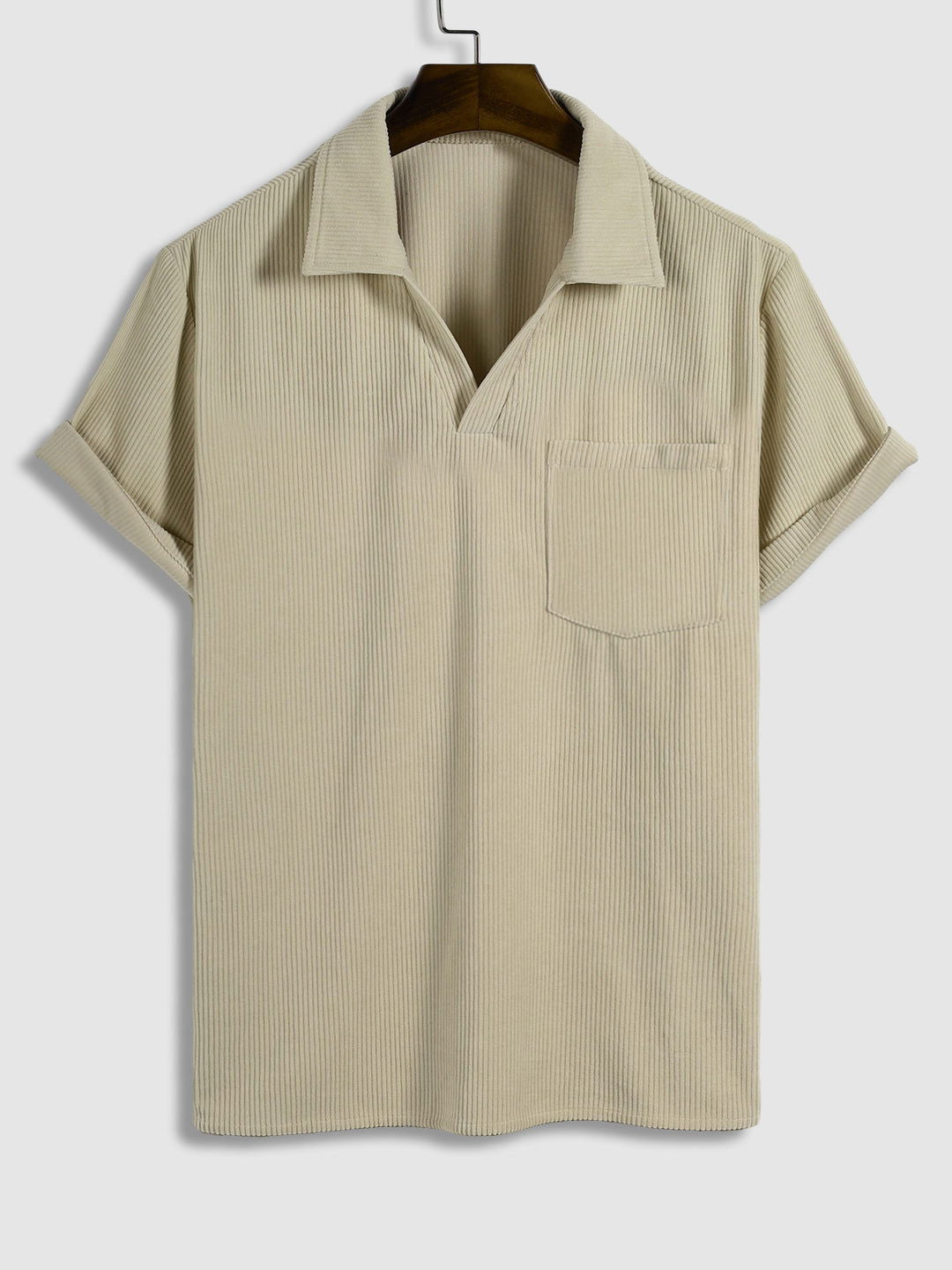 Men's Corduroy Single Pocket Casual V-Neck POLO - Wearline