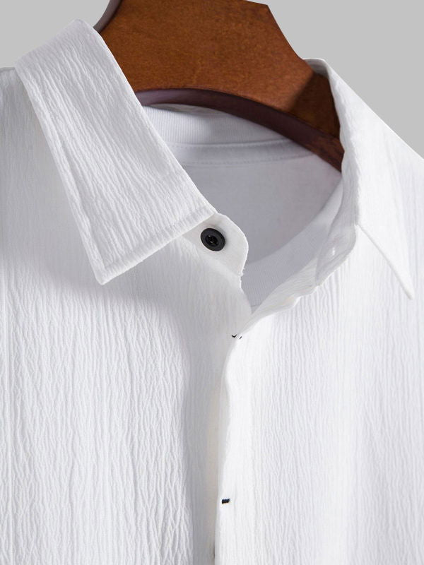 Men's Cotton Linen Lapel Short Sleeve Shirt - Wearline