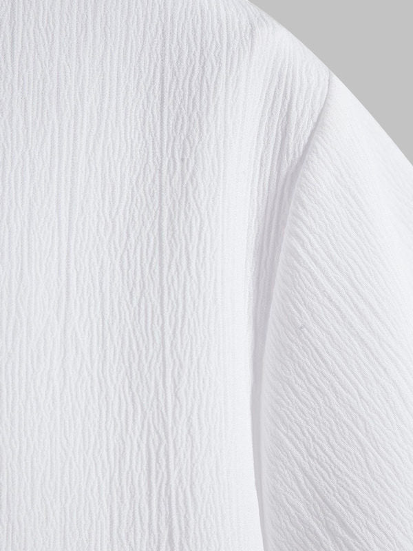 Men's Cotton Linen Lapel Short Sleeve Shirt - Wearline