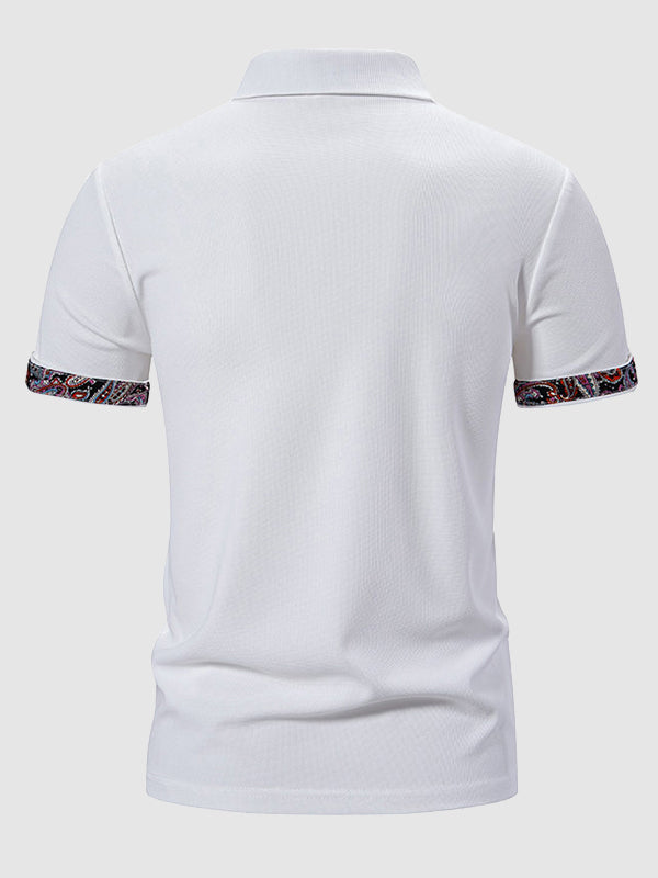 Men's Paisley Color Block Casual Business Lapel Short Sleeve POLO - Wearline